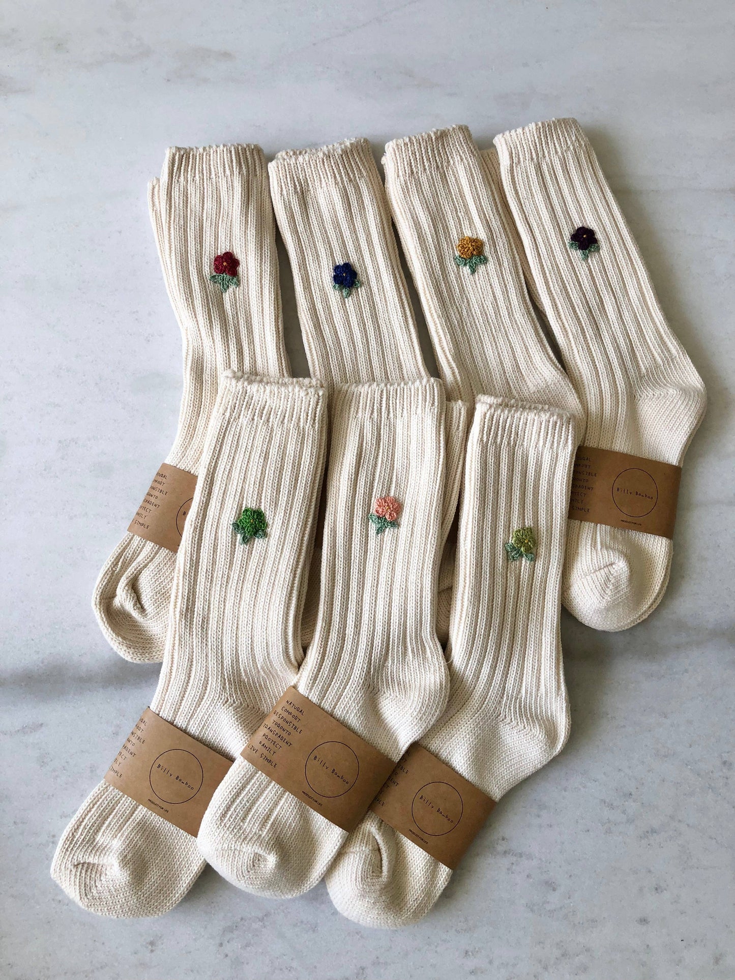 Crochet Wildflower Socks - Various Colours