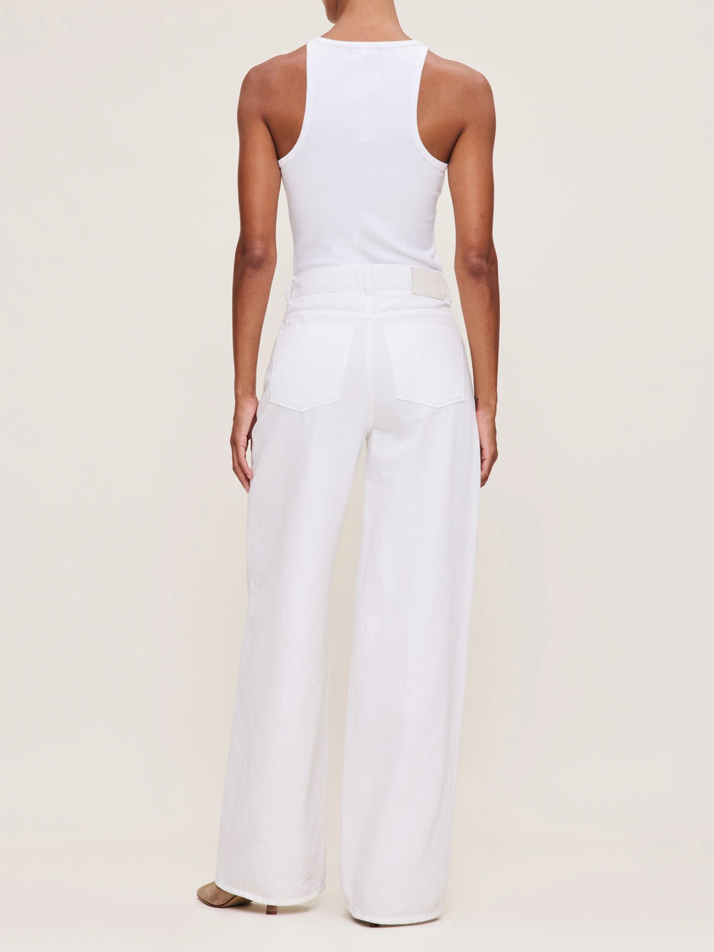 DL1961 Isabel Wide Leg Mid Rise Jeans - White