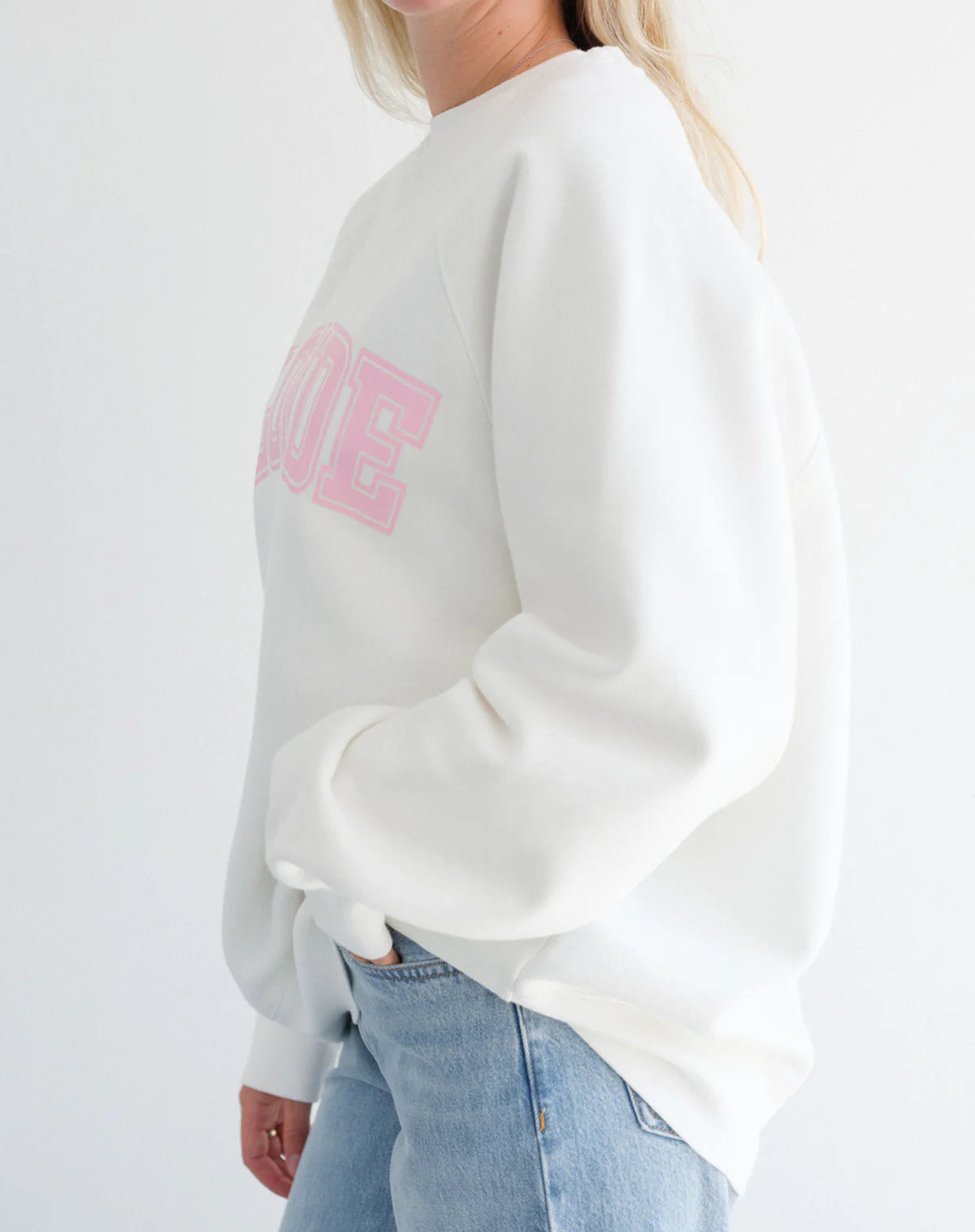 "Blonde" Varsity Not Your Boyfriend's Crew - Cream/ Pink