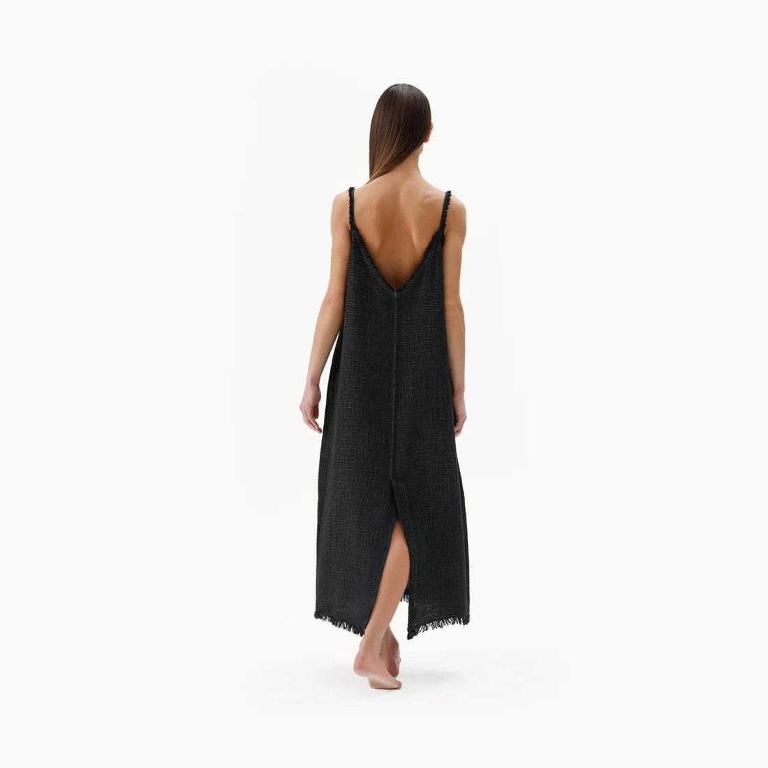 Crinkle Strappy Dress - Black