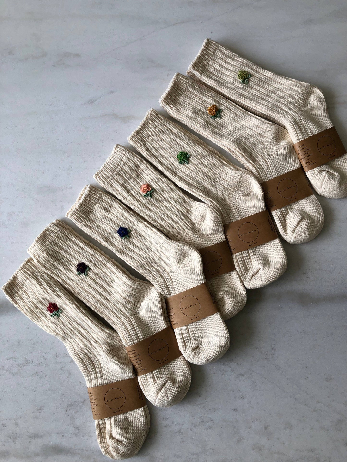 Crochet Wildflower Socks - Various Colours