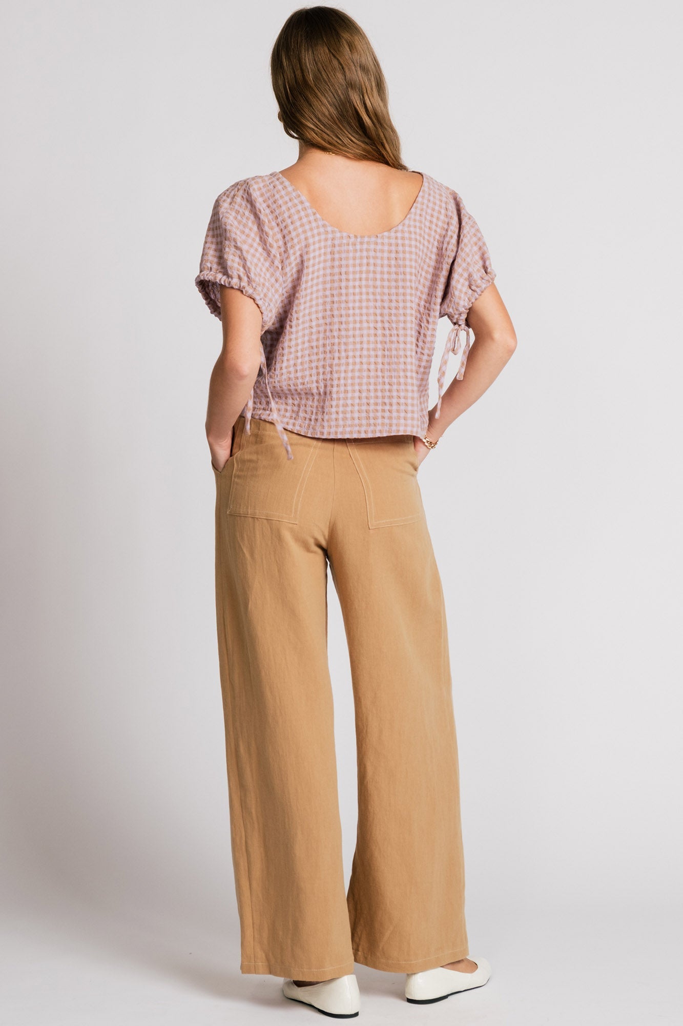 Allison Wonderland Swift Blouse - Mauve Gingham