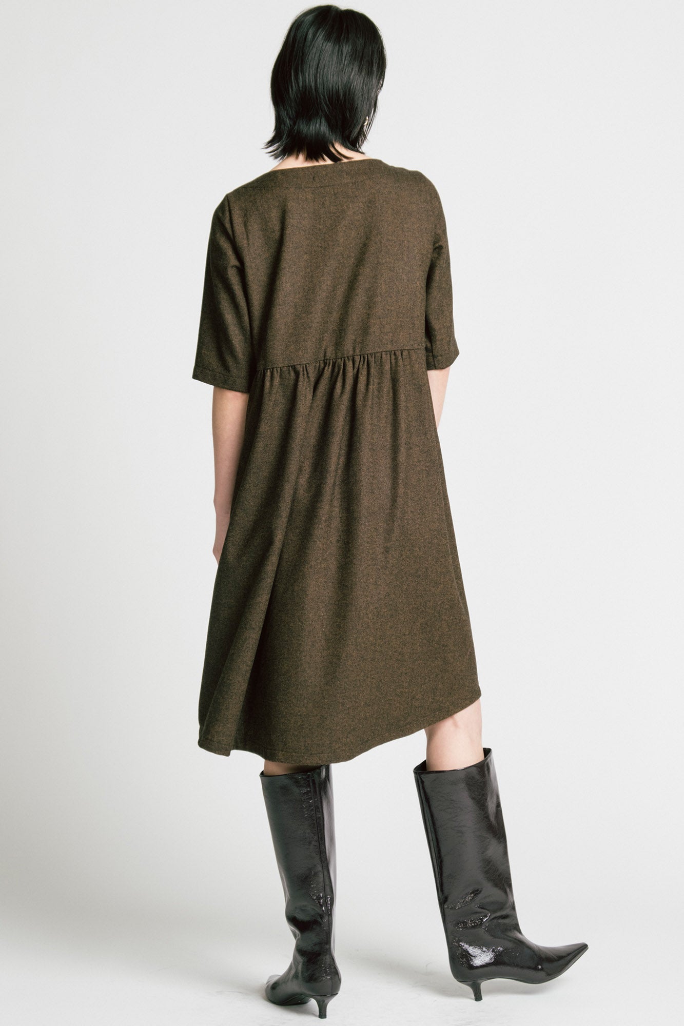 Allison Wonderland Period Dress - Brown Herringbone