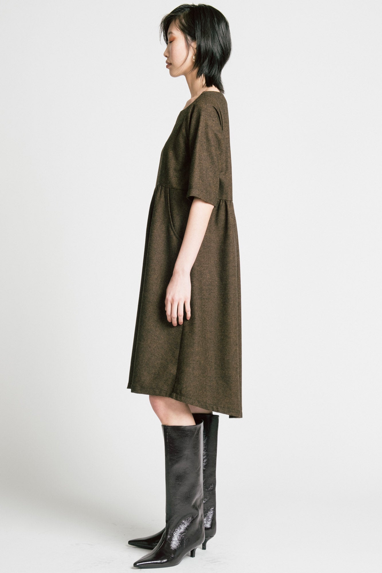 Allison Wonderland Period Dress - Brown Herringbone