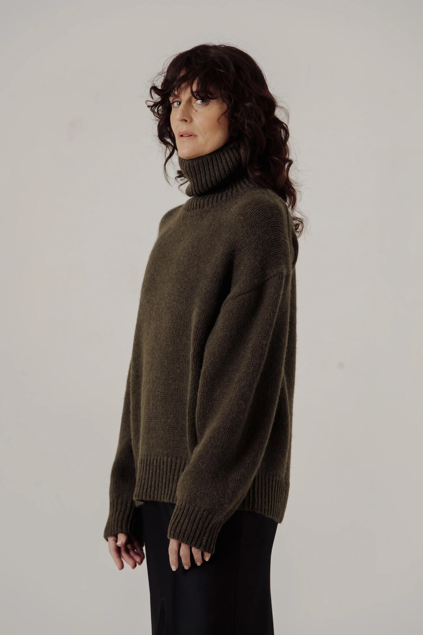 Bare Knitwear Alpaca Heritage Turtleneck - Dark Olive