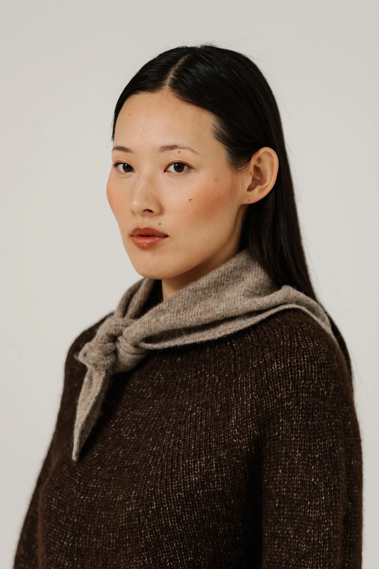 Bare Knitwear Baby Alpaca Bandana - Dark Fawn