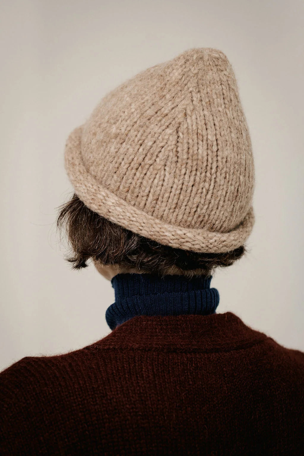 Bare Knitwear Baby Alpaca Roll Hat - Fawn Marl