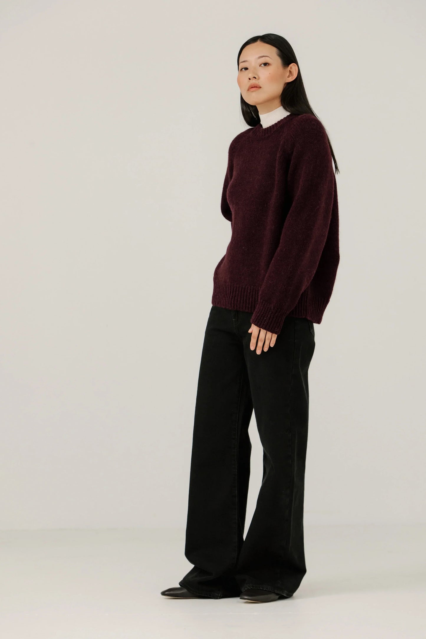 Bare Knitwear Classic Oversized Crewneck - Deep Maroon