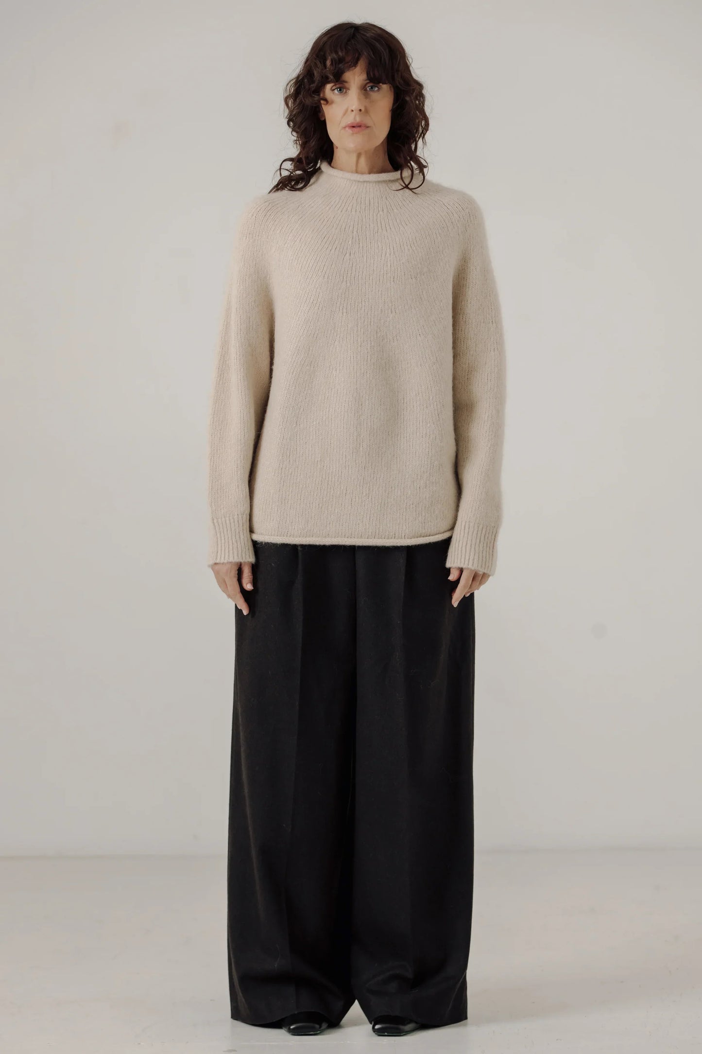 Bare Knitwear Handloom Rollneck Sweater - Cream