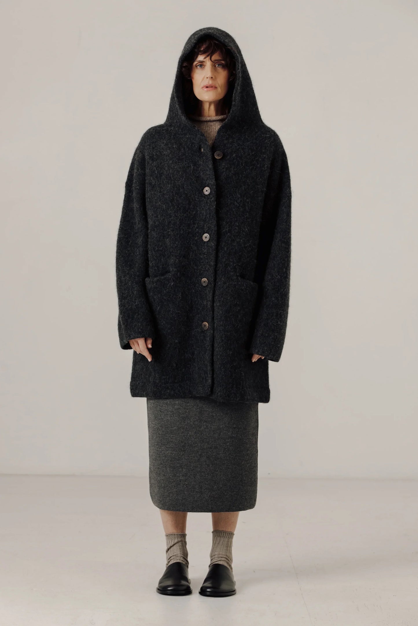 Bare Knitwear Nook Alpaca Knit Coat - Basalt