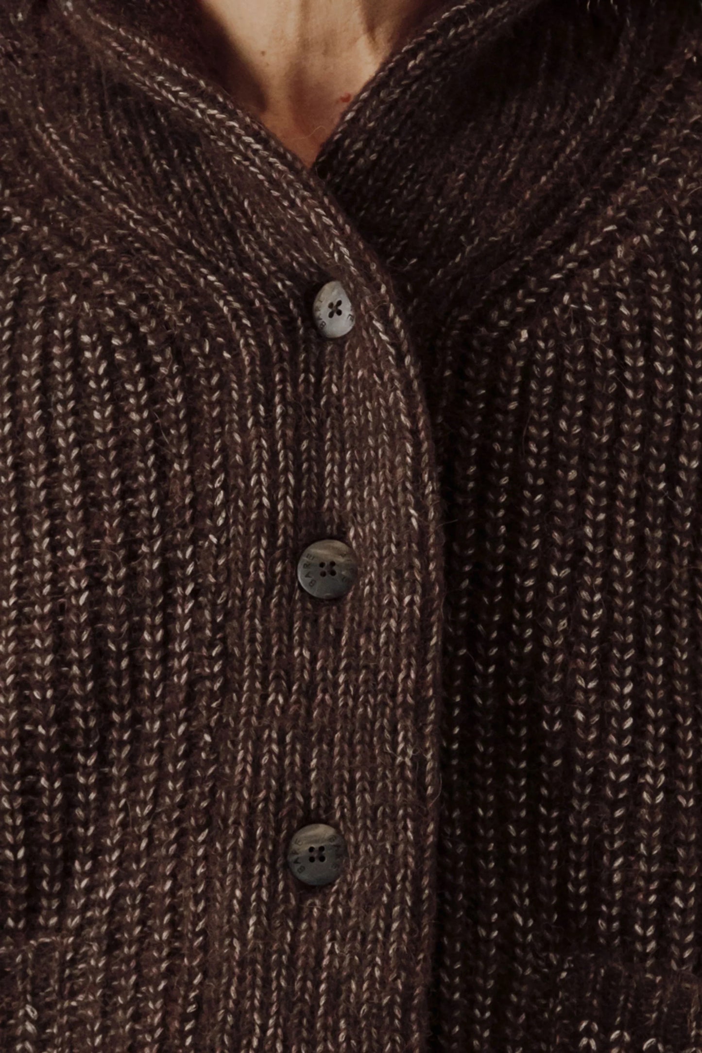 Bare Knitwear Oversized Shawl Sweater - Carob