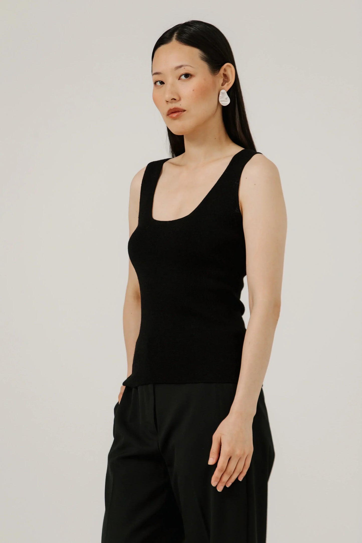 Bare Knitwear Slim Knit Tank - Classic Black