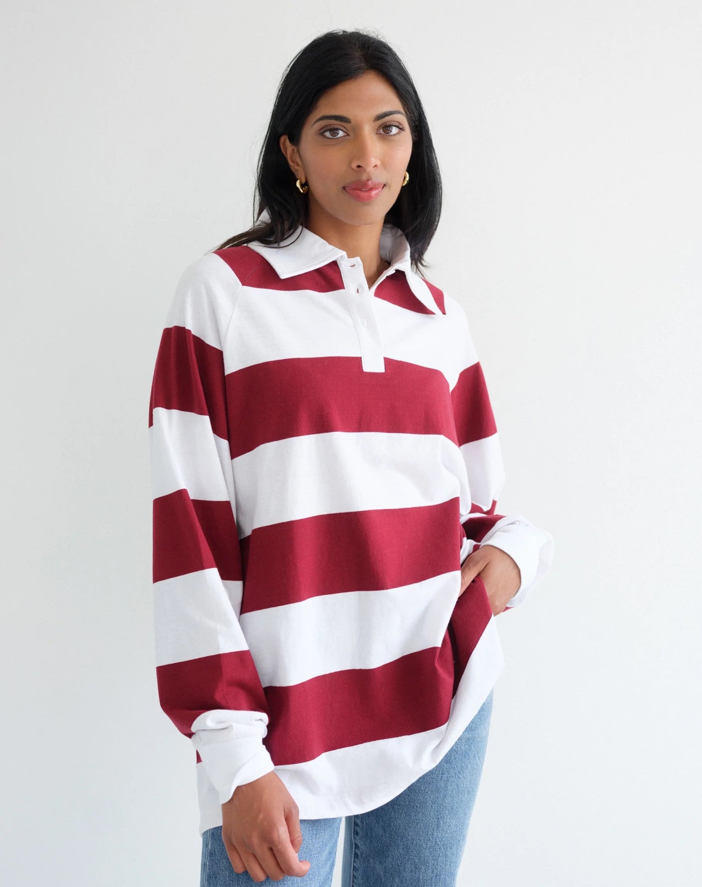 Brunette the Label Rugby Polo Shirt - Burgundy