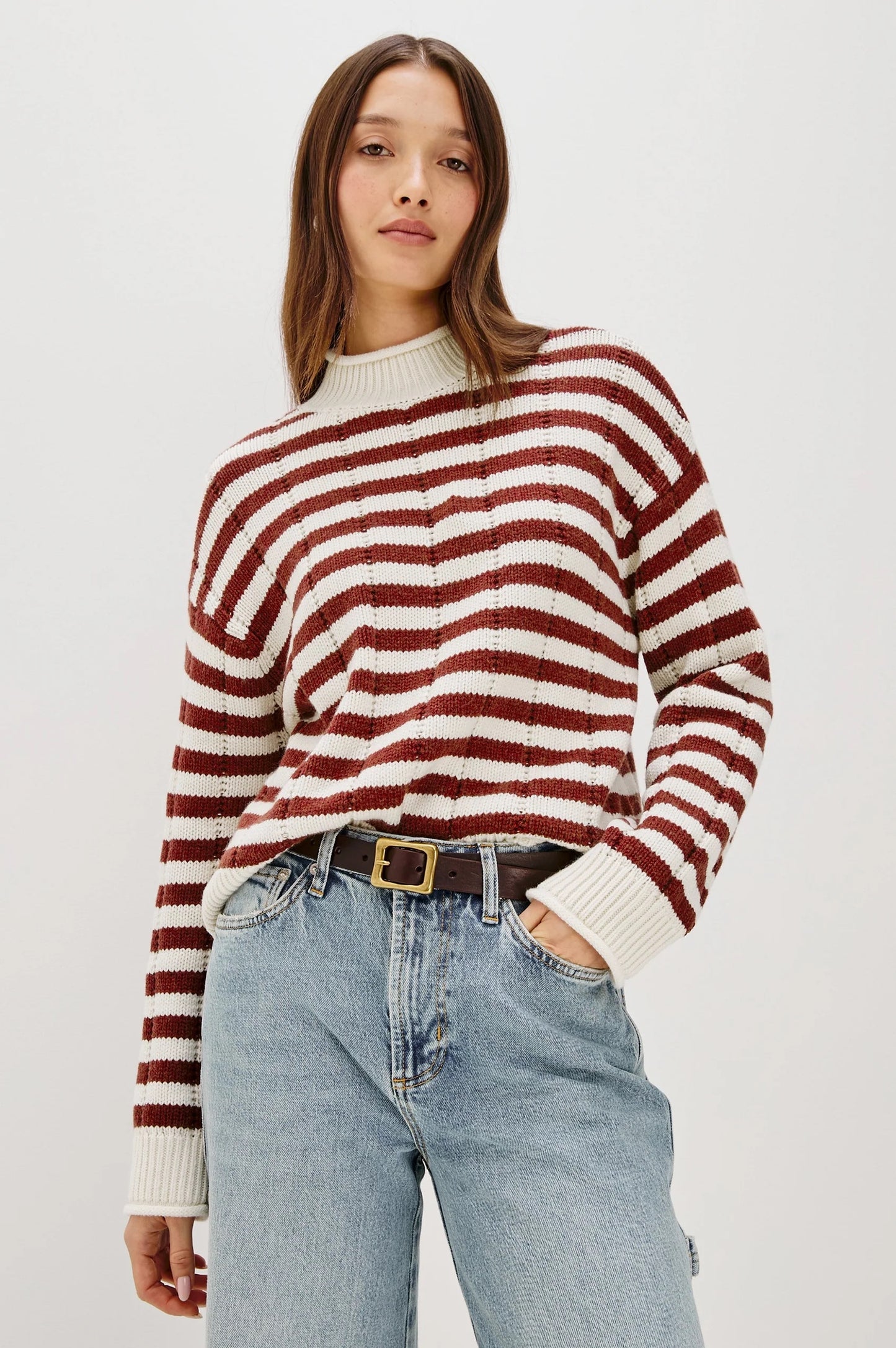 Rails Corrine Sweater - Ivory Russet Stripe