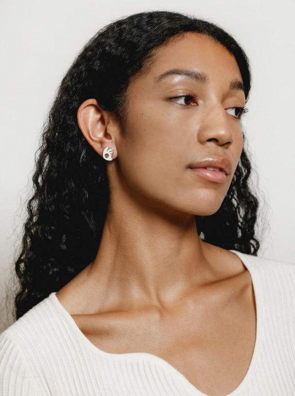 Wolf Circus Fiona Studs in Creme and Silver