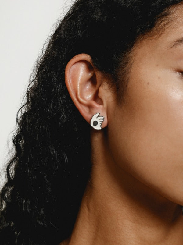 Wolf Circus Fiona Studs in Creme and Silver