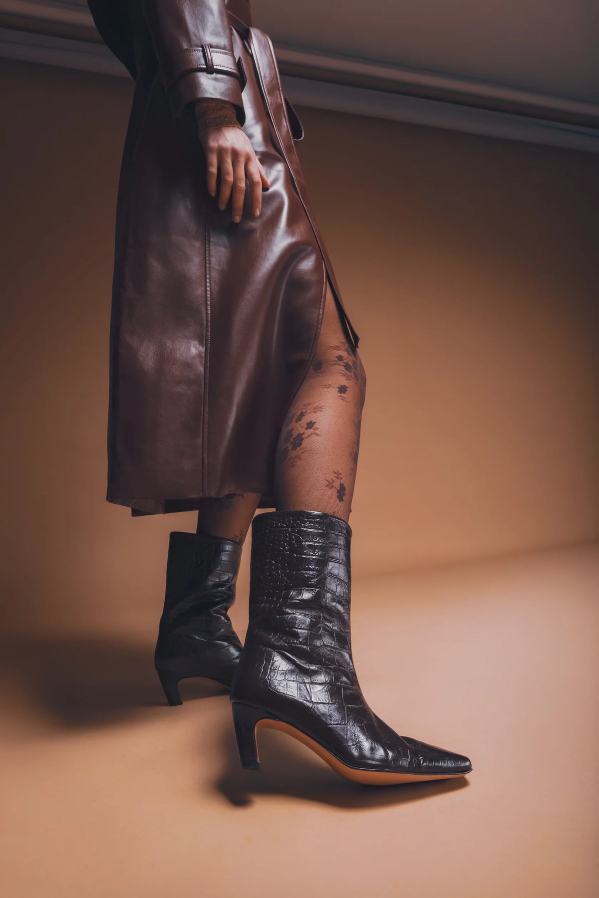 Miriam Alden x Sister Soeur - Logan Black Leather Midi Boot
