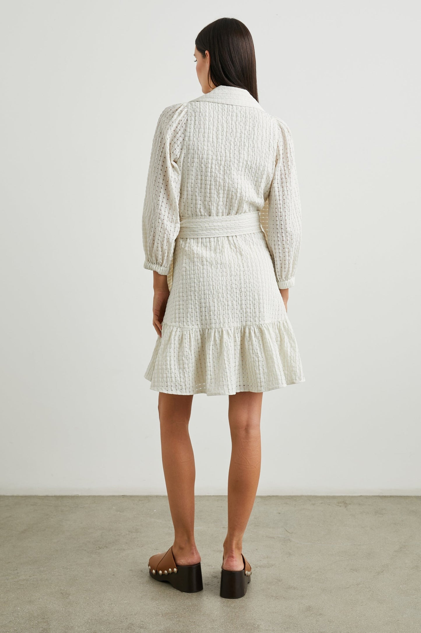 Kiara Dress - Ivory Seersucker