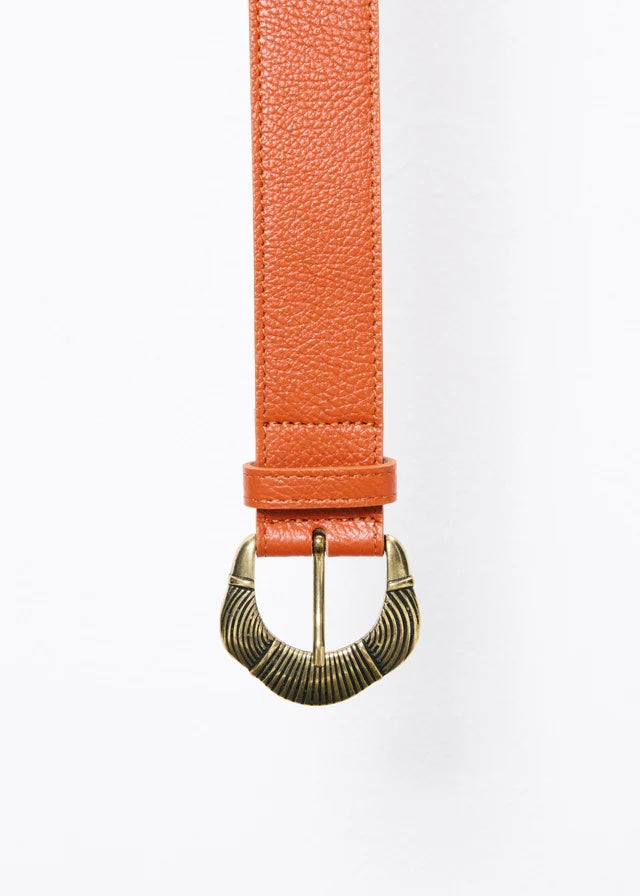 Nadeige Leather Belt - Orange