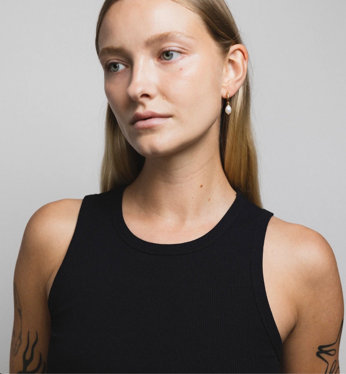 Wolf Circus Large Pearl Hoops - Gold