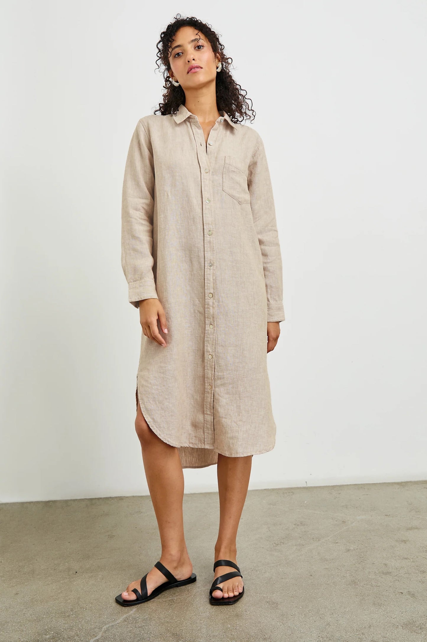 Val Shirt Dress - Heathered Flax