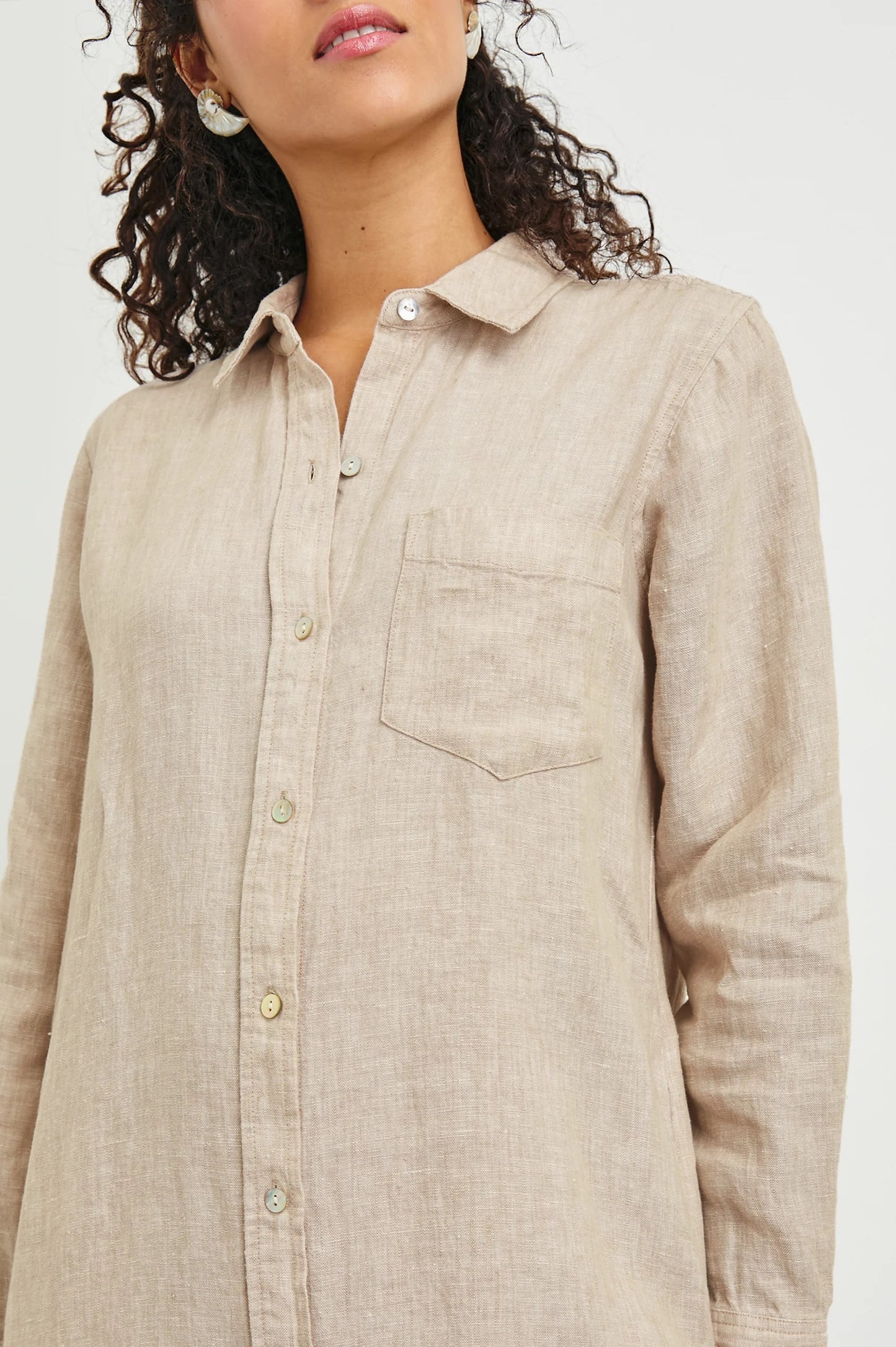 Val Shirt Dress - Heathered Flax
