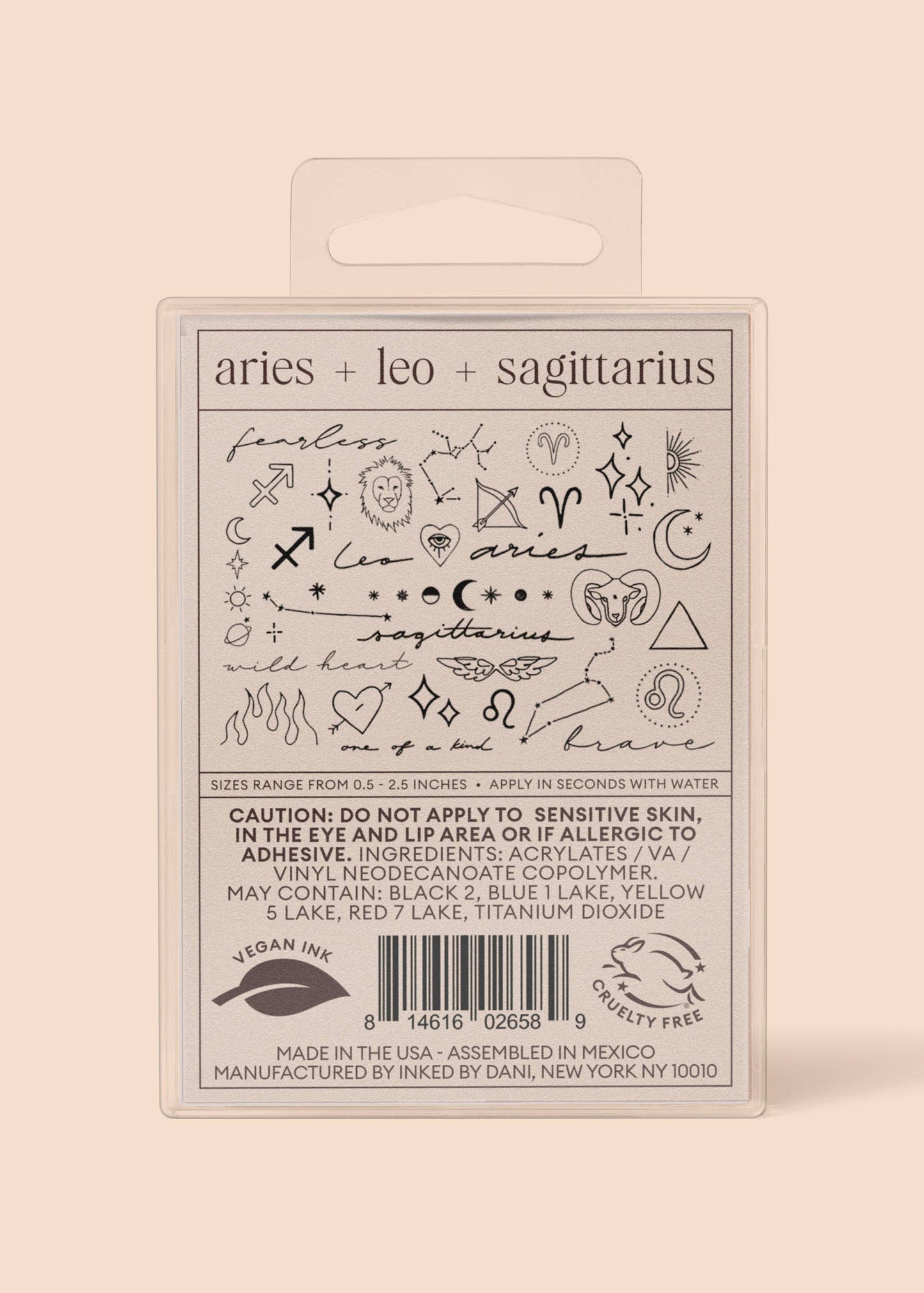 Zodiac Collection: Fire Signs Temporary Tattoo Pack - Aries + Leo + Sagittarius