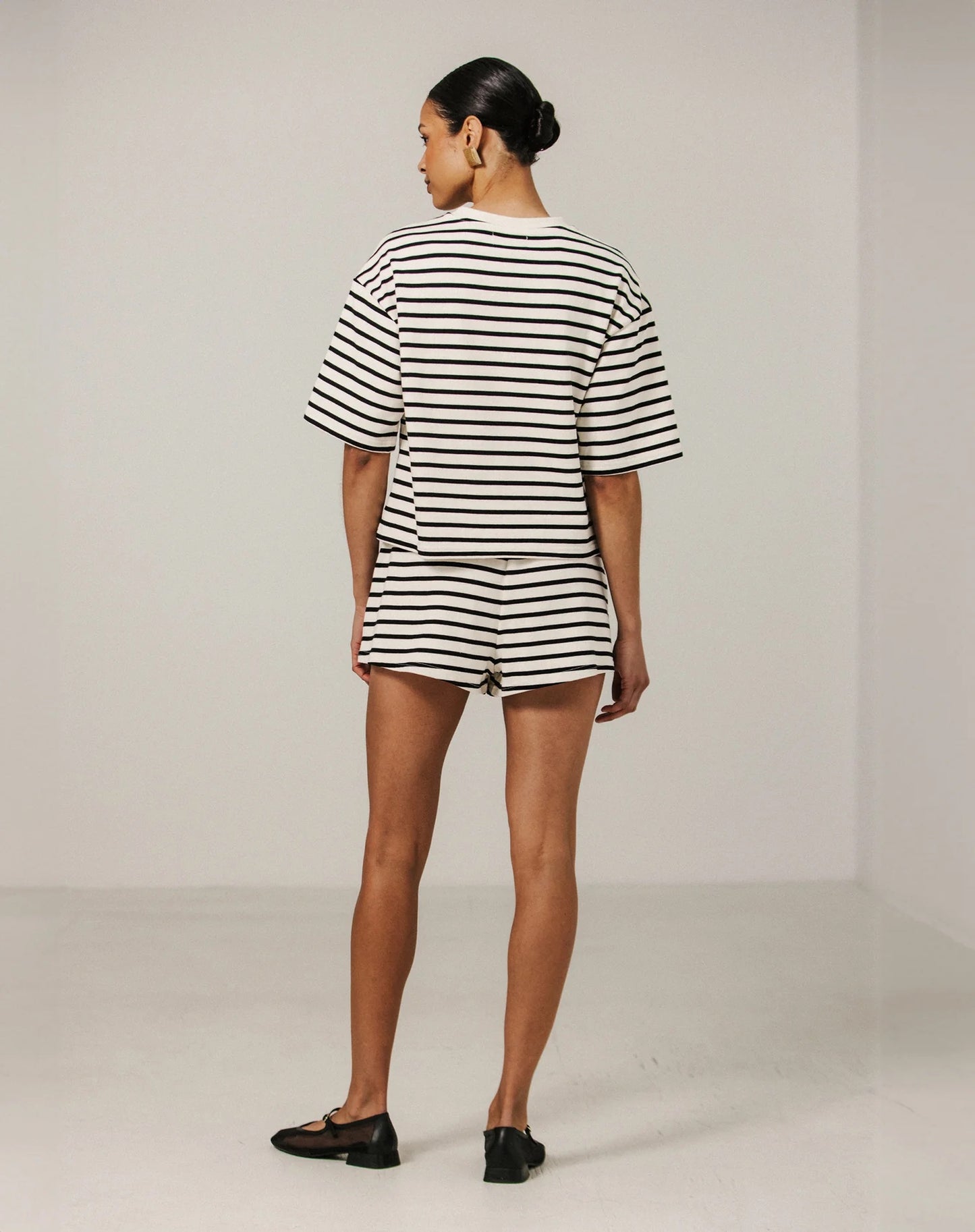 Brunette The Label Striped Little Sister Short - Black Stripe