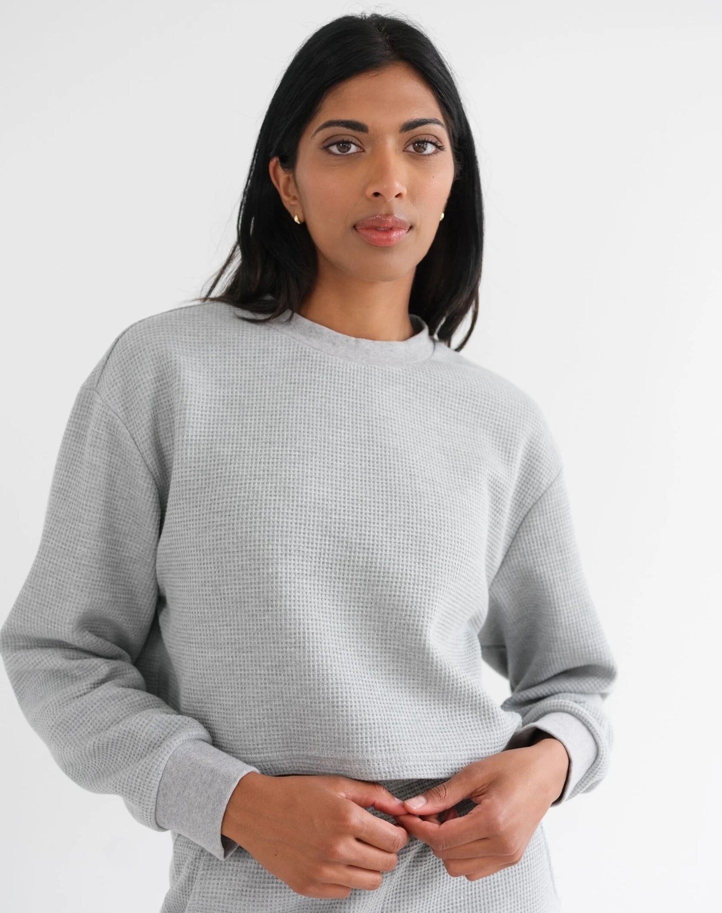 Brunette the Label Waffle Knit Boxy Top - Burgundy