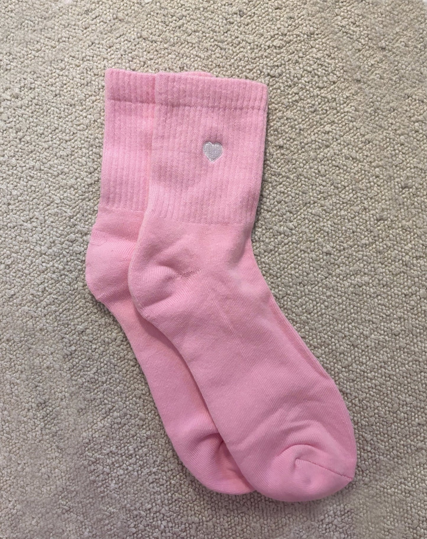 Brunette the Label Heart Socks - Pink with White