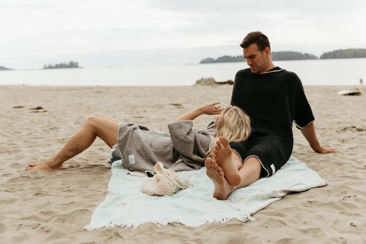 Tofino Towel Co. Long Unisex Muslin Surf Poncho - Black