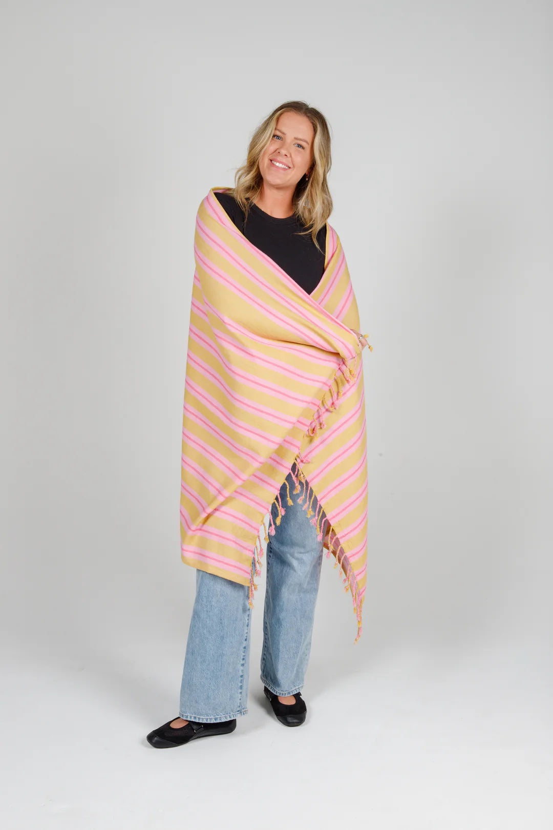Tofino Towel Co. The Mistral Stripe Tassel Towel - Sunset Mix