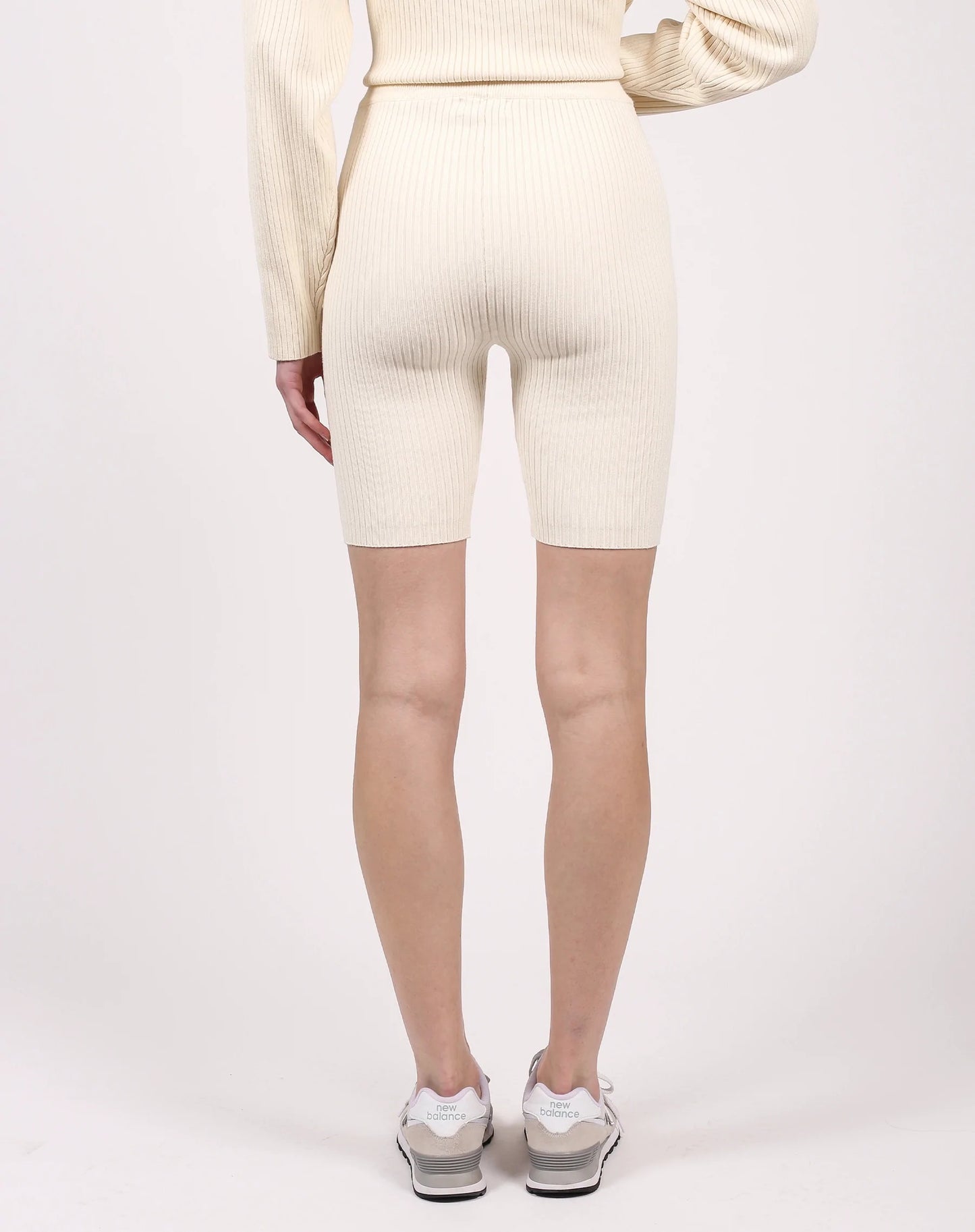 Ribbed Biker Short - Cream