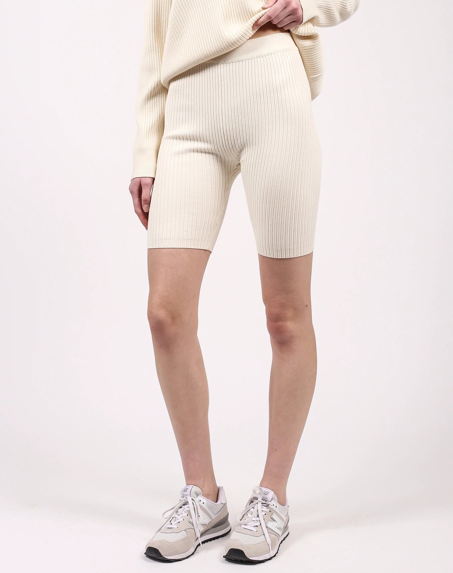 Ribbed Biker Short - Cream