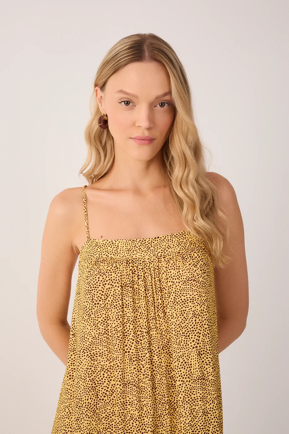 Dress To Yellow Gotas Smocked Tiered Maxi Dress