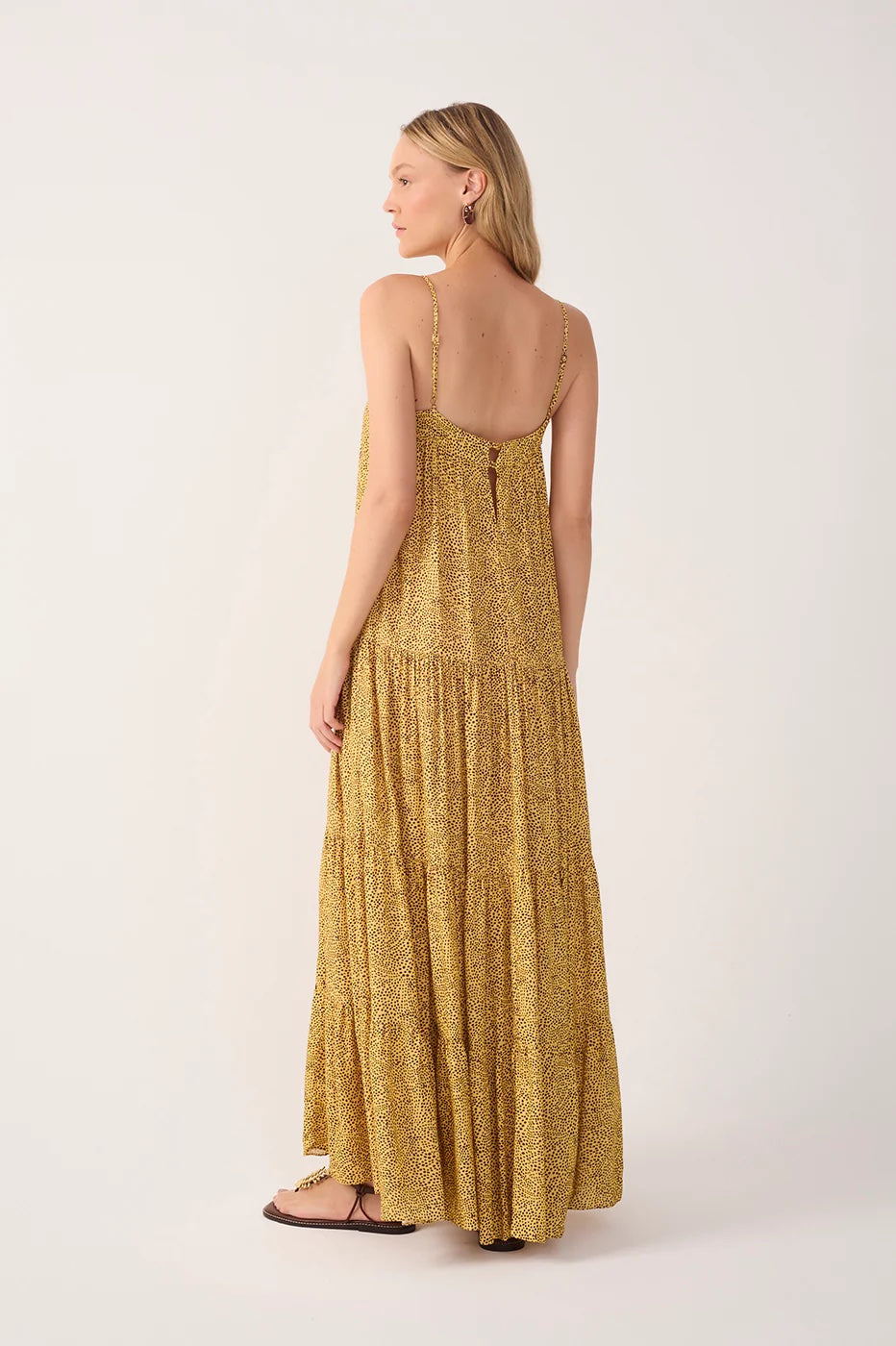 Dress To Yellow Gotas Smocked Tiered Maxi Dress
