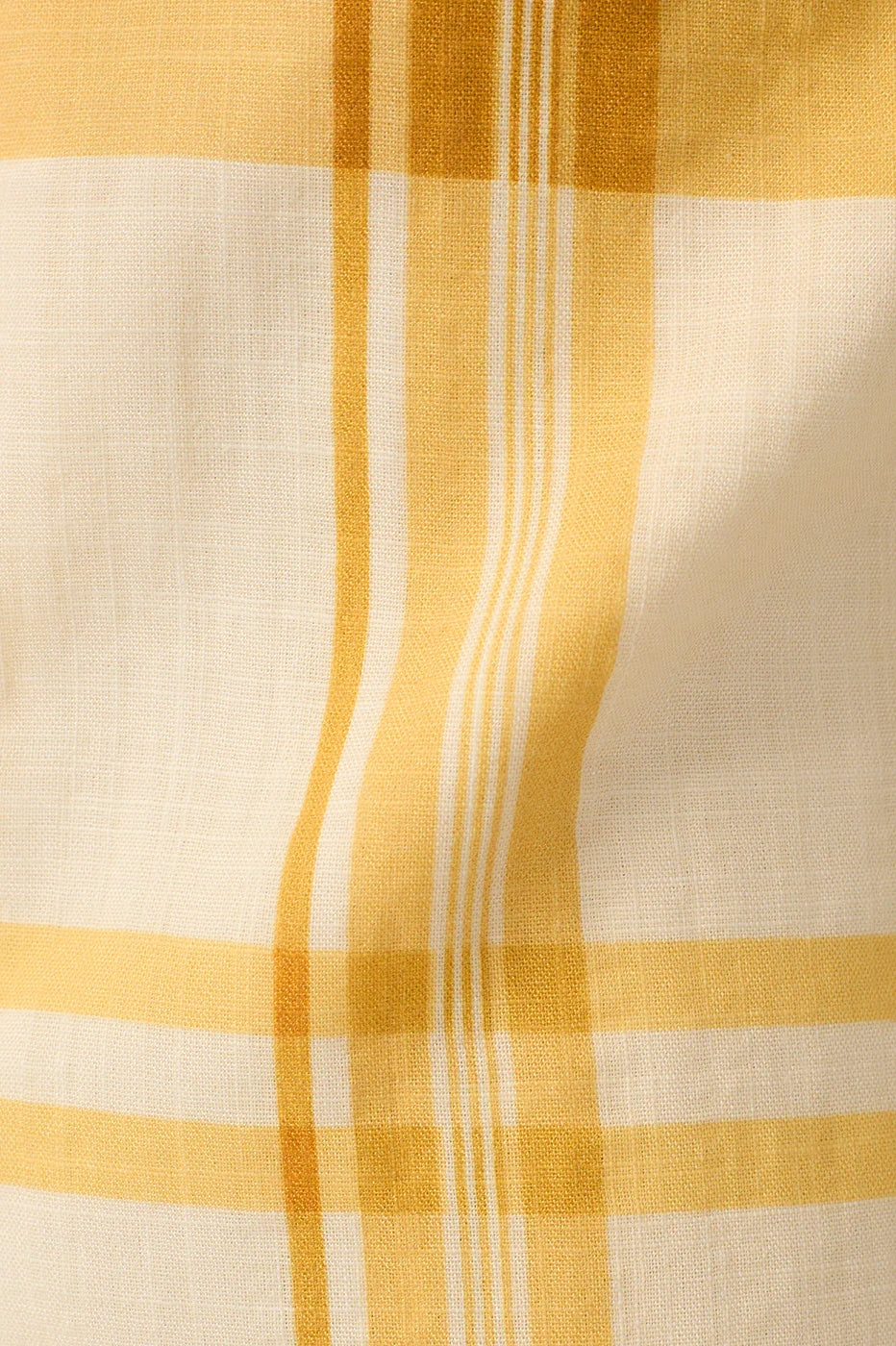 Dress To Front Ties Blouse - Off White Yellow Plaid