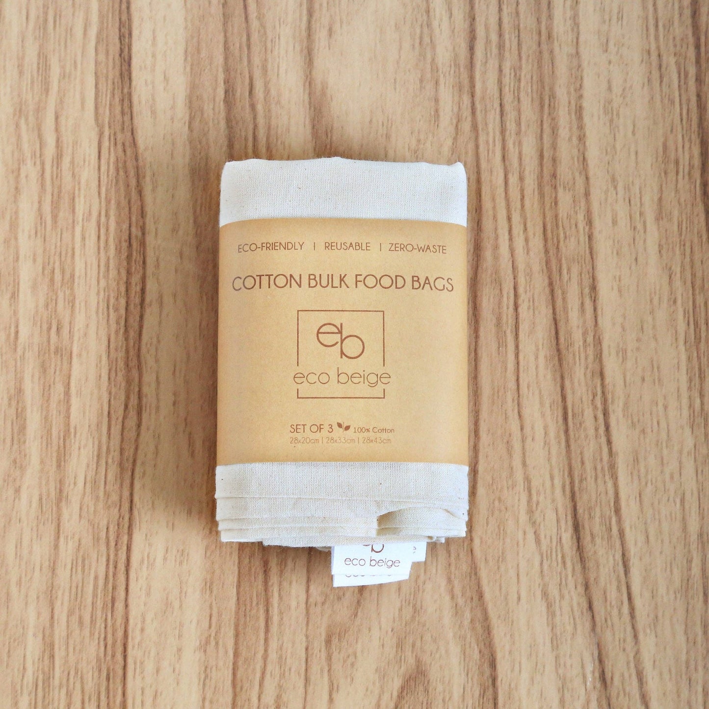 EcoBeige Cotton Canvas Bulk Food Bags - Set of 3