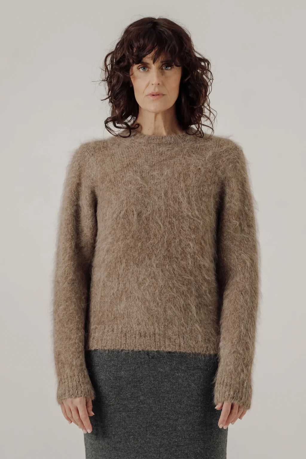 Suri Alpaca Crewneck - Taupe