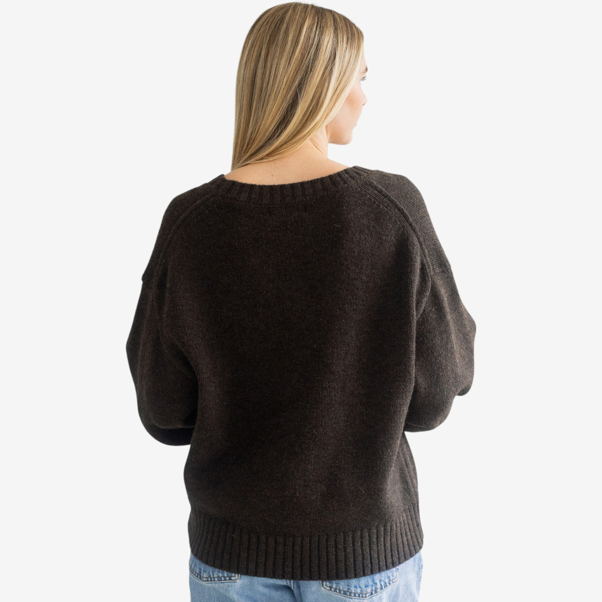 Brunette the Label V Neck Sweater - Espresso