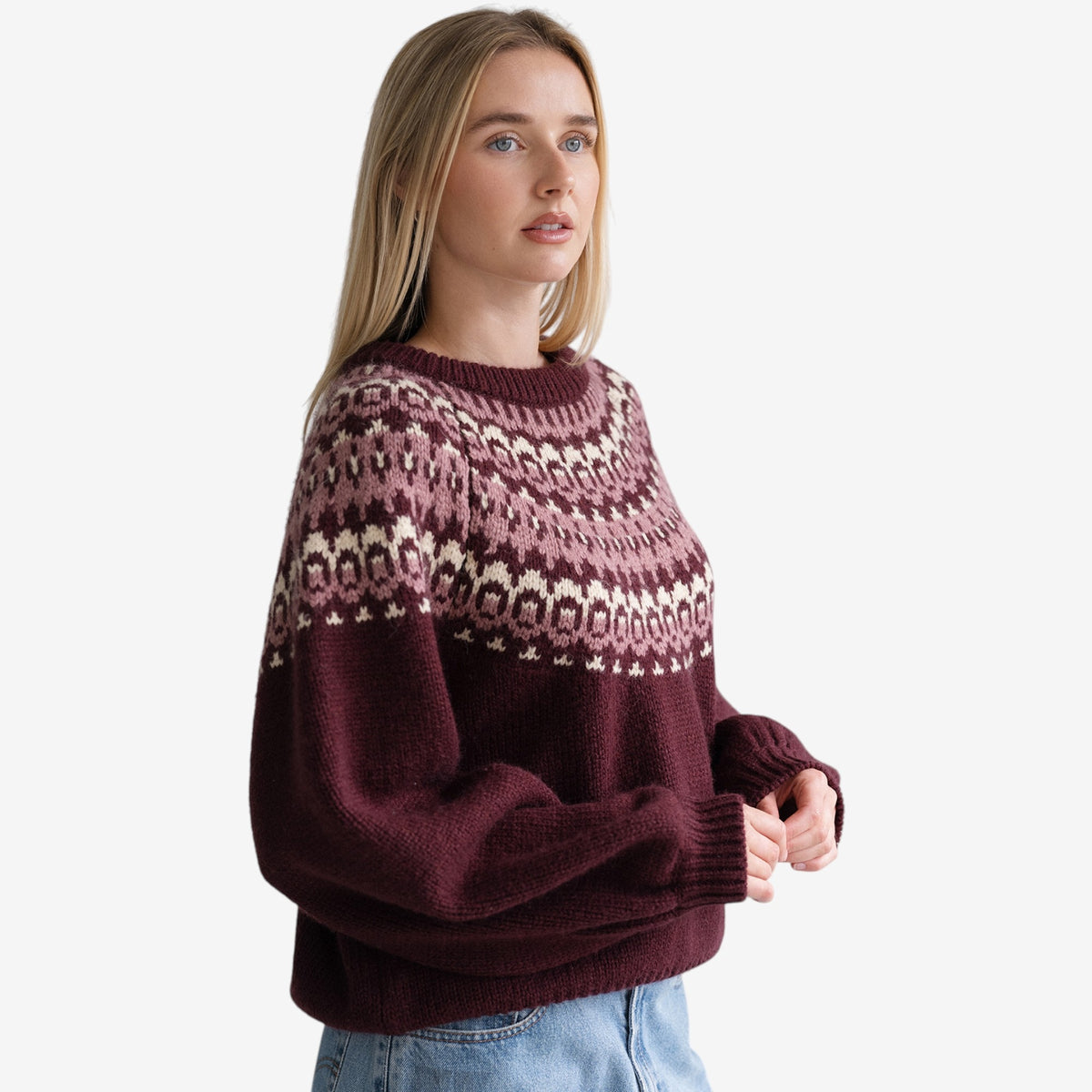 Brunette the Label New Fair Isle Sweater - Plum