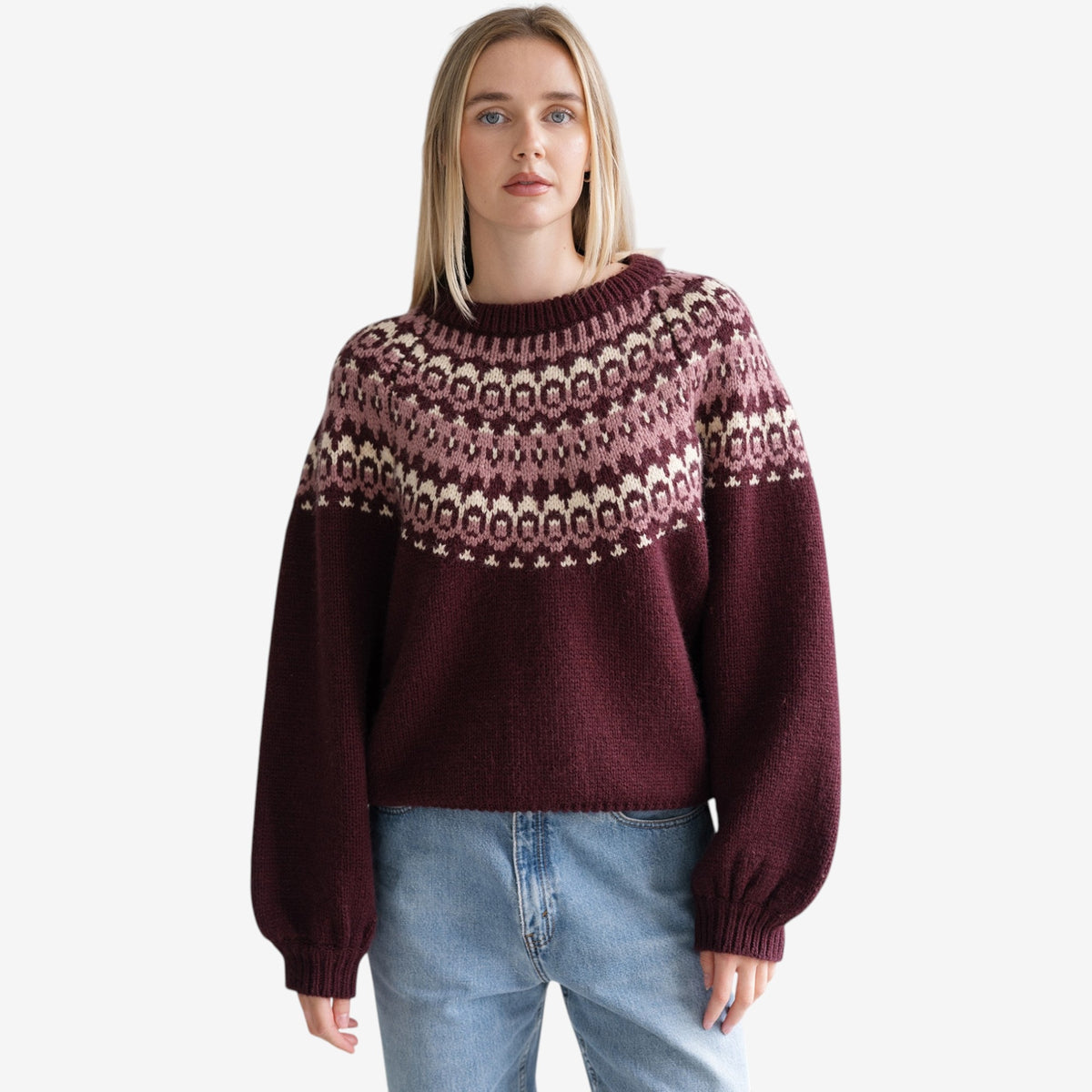 Brunette the Label New Fair Isle Sweater - Plum