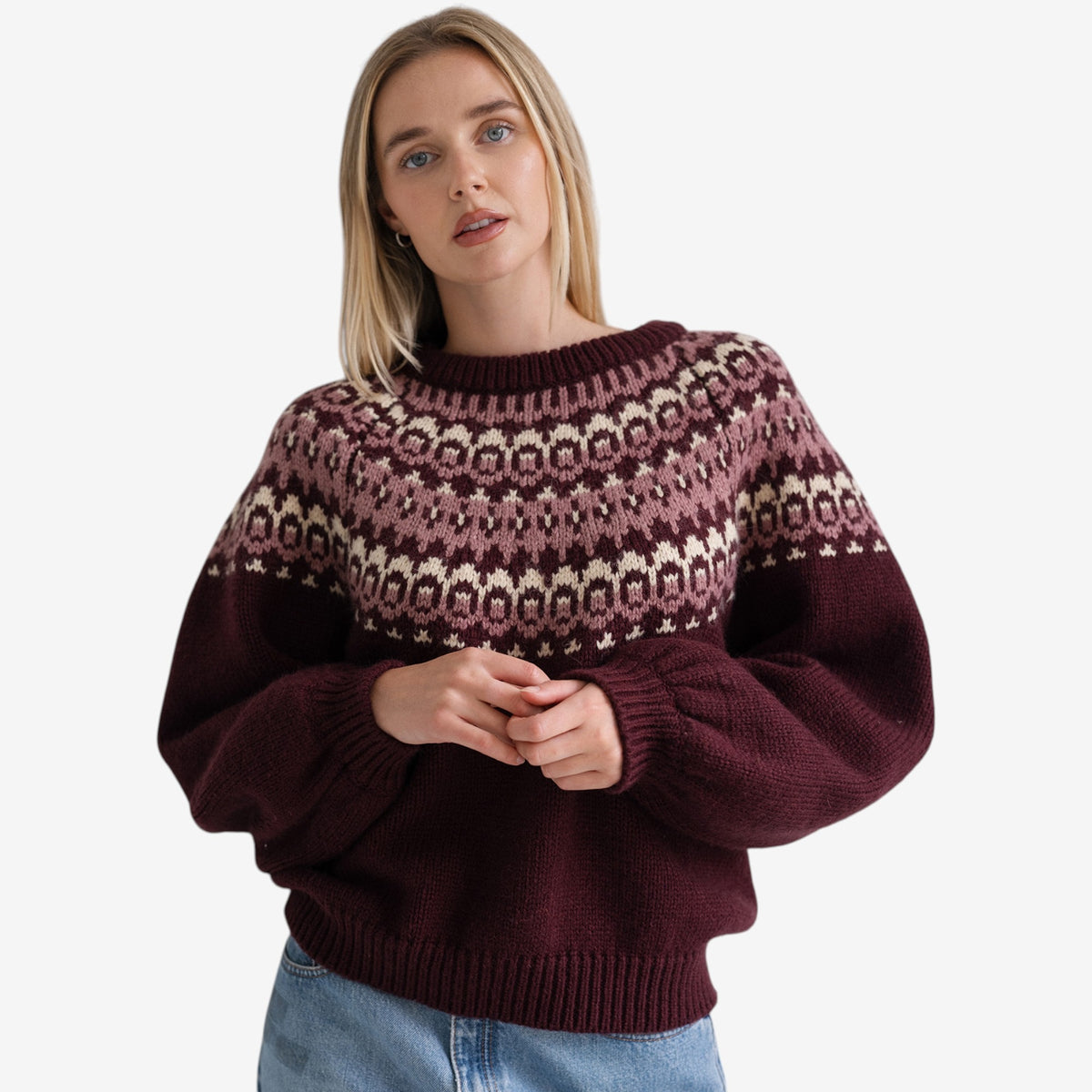Brunette the Label New Fair Isle Sweater - Plum