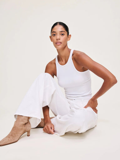 DL1961 Isabel Wide Leg Mid Rise Jeans - White