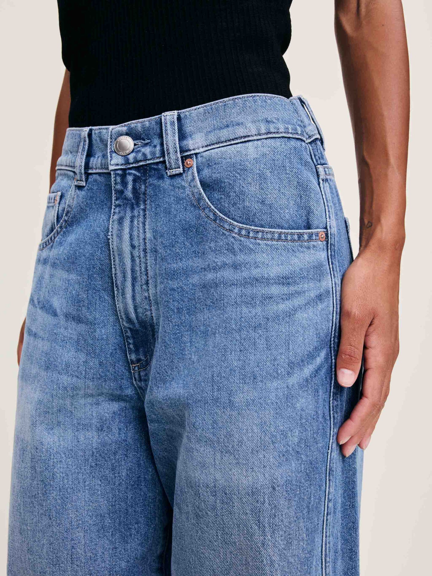 DL1961 Taylor Relaxed Barrel Ultra High Rise Jeans - Meadow Lake