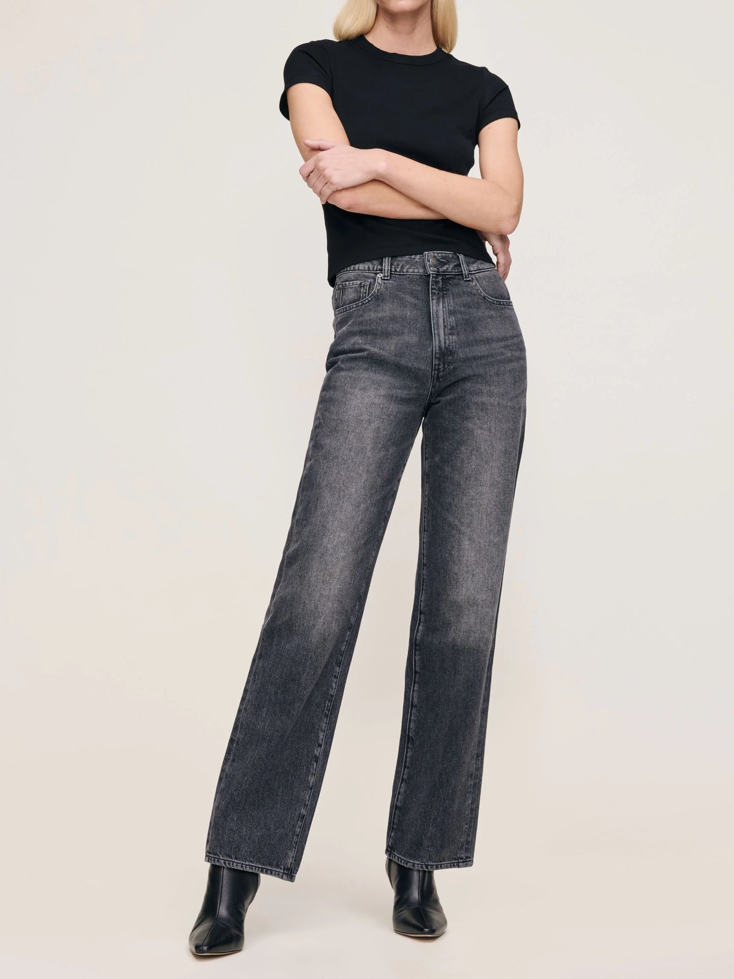 DL 1961 Karmine Refined Wide Leg High Rise Jeans - Nightshade