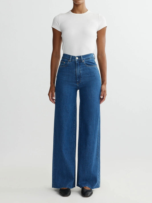 DL 1961 Hepburn Wide Leg High Rise 32" Jeans - North Beach