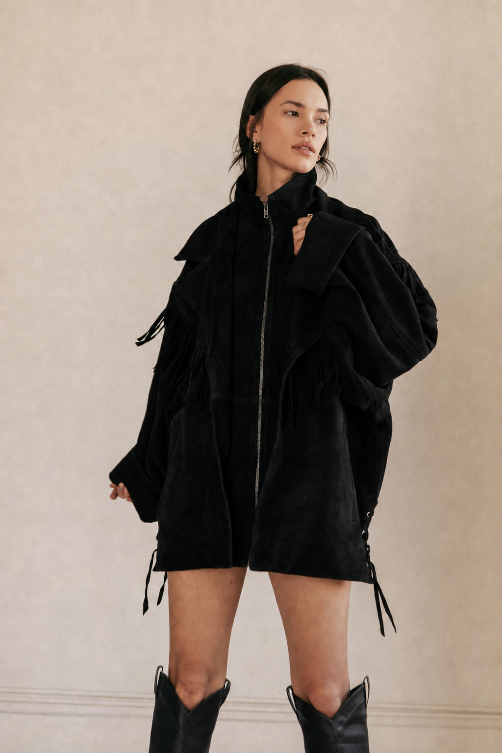 Clare Suede Jacket - Black