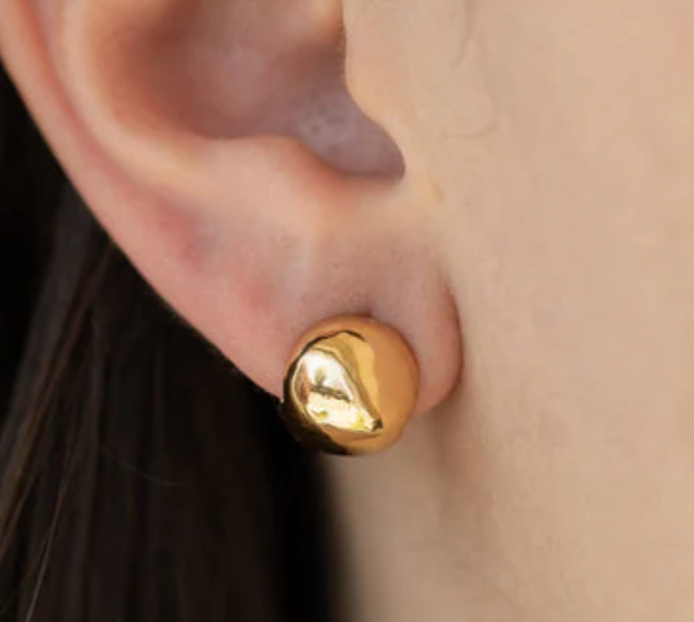 Ball Stud Hoop Earring - Gold