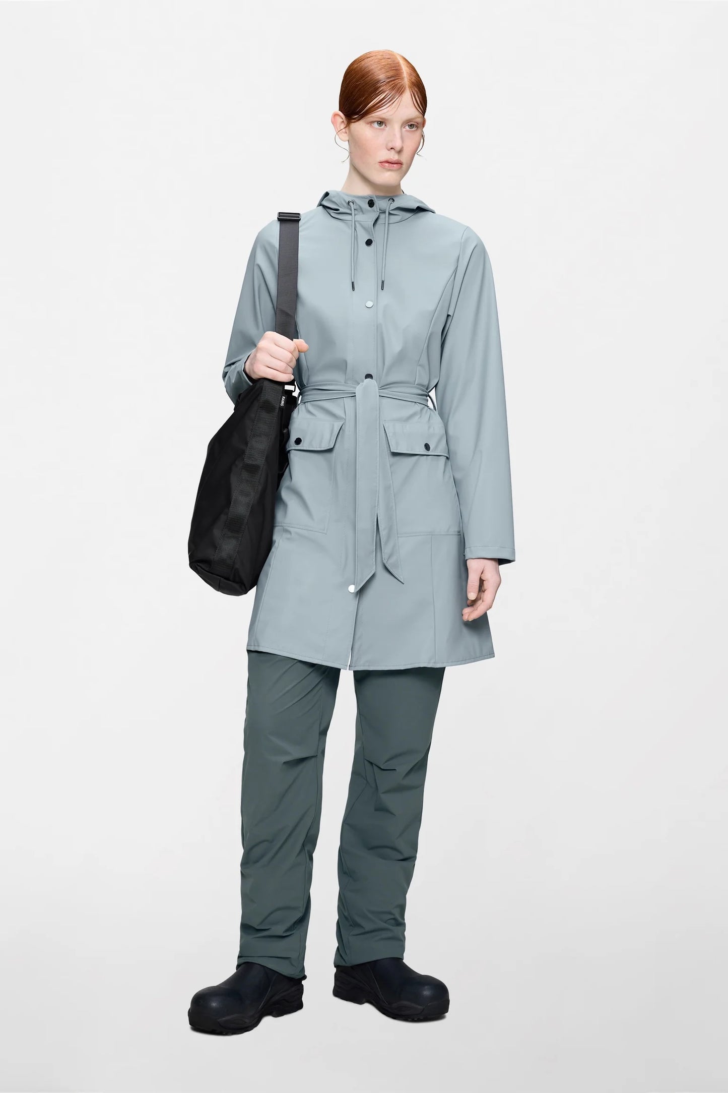 RAINS Curve Long Jacket - Pool